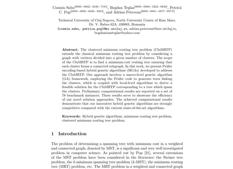 Solving the clustered minimum routing tree problem using Prüfer-coding based hybrid genetic algorithms