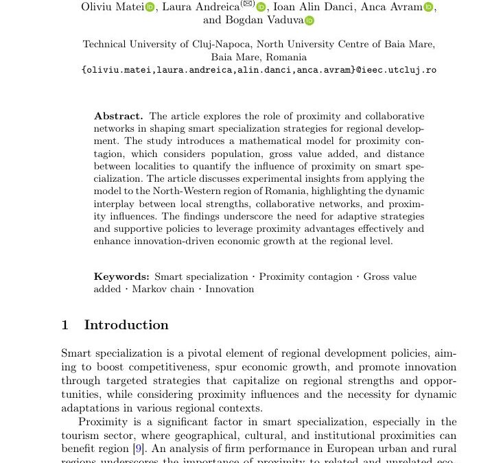 Using Markov chains for determining the proximity contagion of smart specialization of localities