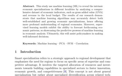 Using Machine Learning for Identifying the Intrinsic Economic Specializations of Localities