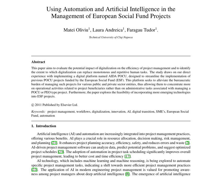 Using Automation and Artificial Intelligence in the Management of European Social Fund Projects