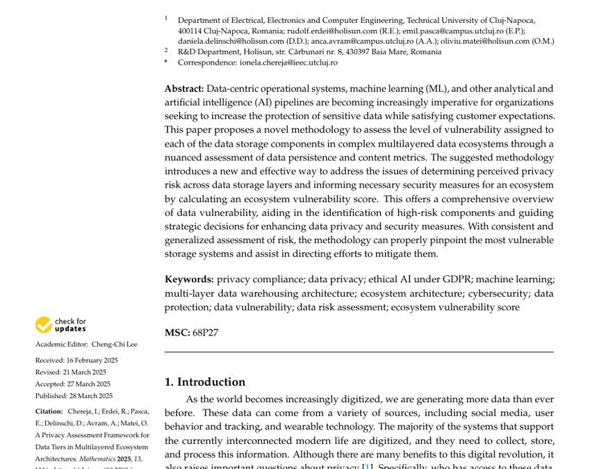 A Privacy Assessment Framework For Data Tiers In Multilayered Ecosystem Architectures