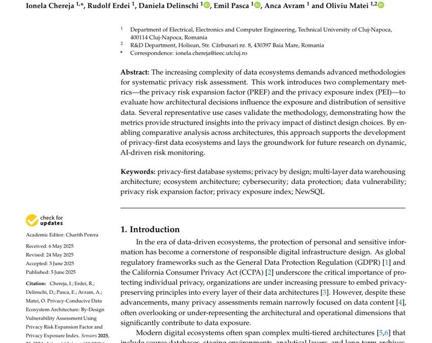Privacy-Conducive Data Ecosystem Architecture: By-Design Vulnerability Assessment Using Privacy Risk Expansion Factor and Privacy Exposure Index