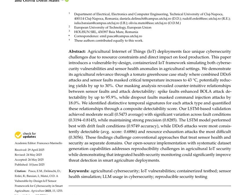 A Vulnerable-by-Design IoT Sensor Framework for Cybersecurity in Smart Agriculture